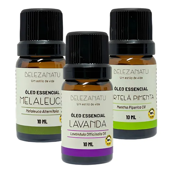 Kit Óleos De Melaleuca, Lavanda E Hortelã Pimenta 10ml Foto 1