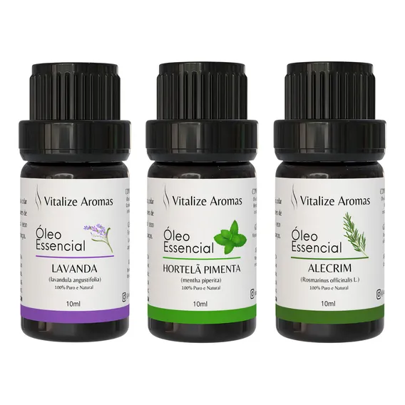 Kit Óleos Essenciais Lavanda Hortelã Pimenta Alecrim Foto 1