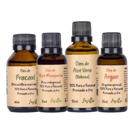 Kit Óleos: Pracaxi+ Argan+ Rosa Mosqueta = Babosa Foto 1