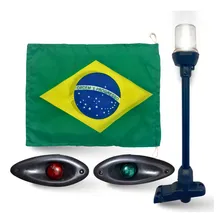 Kit Olho De Tubarão Led Mastro Preto Led Com Bandeira Brasil Cor Da Luz Olho Preto Foto mini 1