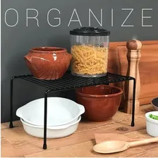 Kit Organizador Armário Cozinha Xícara Panela Prato Aço 4 Un Cor Preto Foto mini 4