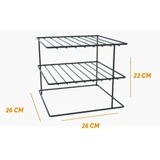 Kit Organizador Armário Cozinha Xícara Panela Prato Aço 4 Un Cor Preto Foto mini 3