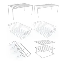 Kit Organizador Armário Cozinha Xícara Panela Prato Aço 6 Un Cor Branco Foto  mini 1