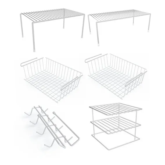 Kit Organizador Armário Cozinha Xícara Panela Prato Aço 6 Un Cor Branco Foto 1