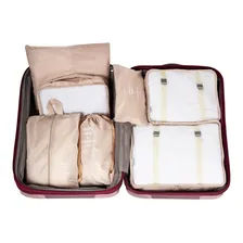 Kit Organizador Para Mala De Viagem 7 Peças Necessaire Cor Bege Foto mini 2