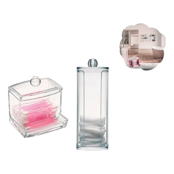 Kit Organizador Porta Cotonete E Algodão Acrílico Banheiro Foto 1