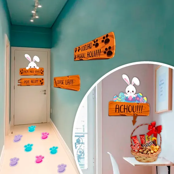 Kit Painéis Decoração Festas Caça Aos Ovos - Em Eva Foto 1