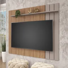Kit Painel Com Rack Com Nicho Para Sala Cor Mel/ Fendi Foto mini  2