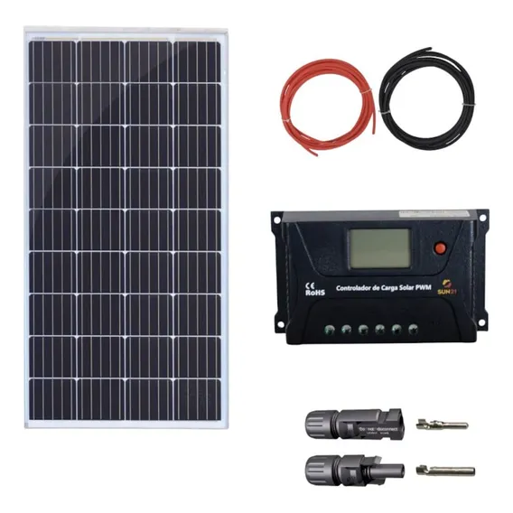 Kit Painel Placa Controlador Solar Fotovoltaica 150w/155w Voltagem De Circuito Aberto 22v Voltagem Máxima Do Sistema 1000v Foto 1