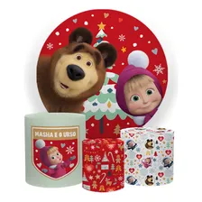 Kit Painel Redondo 1,5 + Cilindros Masha E O Urso Cor Masha E O Urso Ref0461lic Foto  mini 1