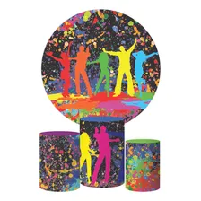 Kit Painel Redondo + Trio Capa Cilindro Festa Das Cores Foto  mini 1