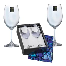 Kit Paixão Blue Caixa 2 Taças Cristal Bohemia P/ Vinho 450ml Foto  mini 1