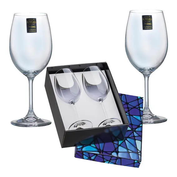 Kit Paixão Blue Caixa 2 Taças Cristal Bohemia P/ Vinho 450ml Foto 1