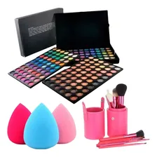Kit Paleta Sombra Profissional Mini Esponjinhas E Kit Pincel Foto mini 1