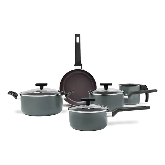 Kit Panelas 5 Pçs Antiaderente Tampa Vidro Preserve Brinox Foto 1