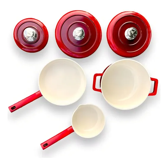 Kit Panelas Vicalina Alemã Ceramica Completo Com Utensilios Cor Vermelho Foto 1