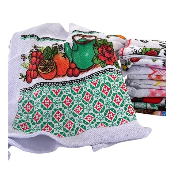 Kit Pano Prato Estampado Grande Atacado Toalha Louça Foto 1