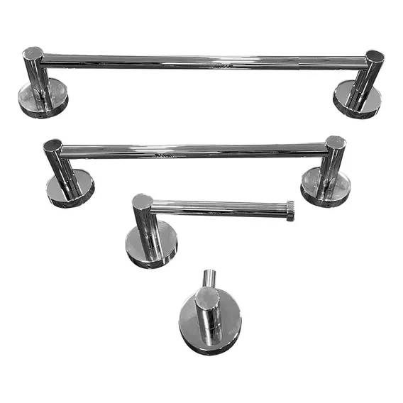 Kit Papeleira Cabide Toalheiro 60cm Toalheiro 30cm Redondo Trend Metais Foto 1