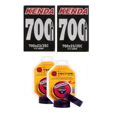 Kit Par Câmara De Ar Speed + Par De Fitas Anti Furo Aro 700c Tipo Da Válvula Presta Foto  mini 1
