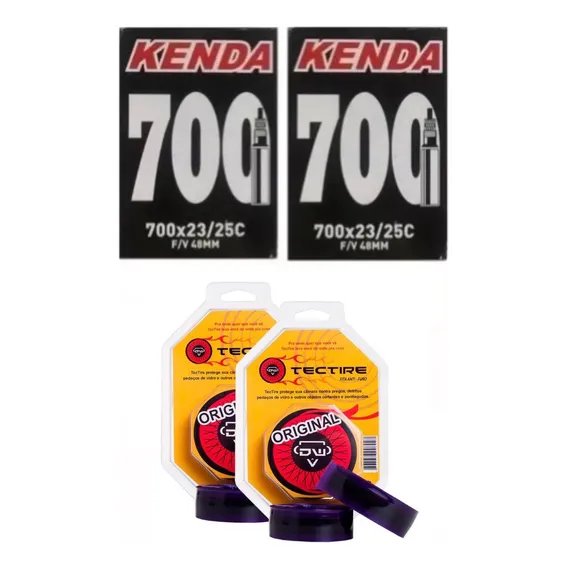 Kit Par Câmara De Ar Speed + Par De Fitas Anti Furo Aro 700c Tipo Da Válvula Presta Foto 1