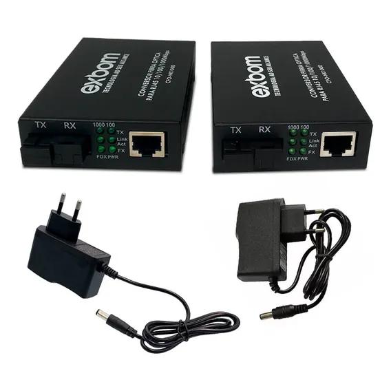 Kit Par Conversor De Fibra Óptica Para Rj45 0/100/1000 A-b Foto 1