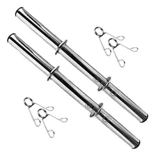 Kit Par De Halteres Barras Tubo Oca 40cm Prata Com Presilhas Foto  mini 1