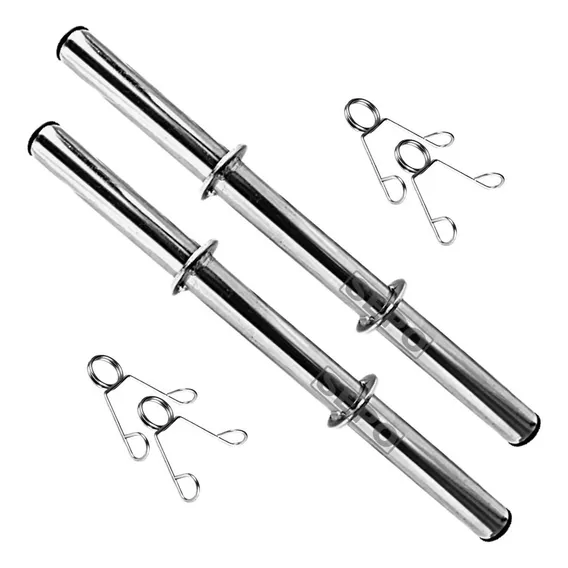Kit Par De Halteres Barras Tubo Oca 40cm Prata Com Presilhas Foto 1