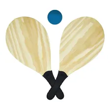 Kit Par De Raquetes De Praia P/ Frescobol C/ Raquetes E Bola Cor Marrom-claro Foto  mini 1