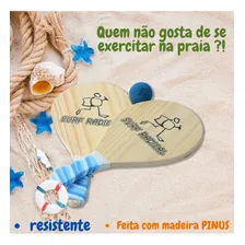 Kit Par De Raquetes De Praia P/ Frescobol C/ Raquetes E Bola Cor Marrom-claro Foto mini  3