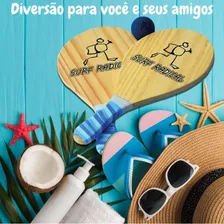 Kit Par De Raquetes De Praia P/ Frescobol C/ Raquetes E Bola Cor Marrom-claro Foto mini  2