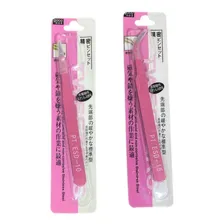 Kit Par Pinças Curva Reta Alongamento Cilios Fio A Fio Rosa Foto mini 1
