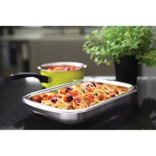 Kit Para Assar E Servir Cosmos 4 Peças Aço Inox com Tampa de Vidro Cinza Tramontina Foto mini  3