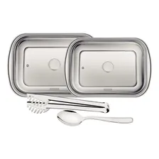 Kit Para Assar E Servir Cosmos 4 Peças Aço Inox com Tampa de Vidro Cinza Tramontina Foto  mini 1