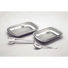 Kit Para Assar E Servir Cosmos 4 Peças Aço Inox com Tampa de Vidro Cinza Tramontina Foto mini 4