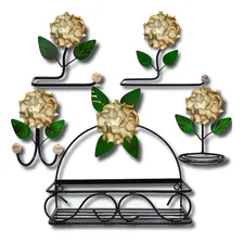 Kit Para Banheiro Com Flores Em Ferro Decoração Cor Betume Foto  mini 1
