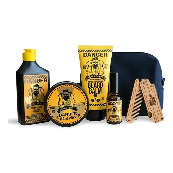 Kit Para Barba Shampoo + Pomada Brilho + Balm + Óleo + Pente Foto 1