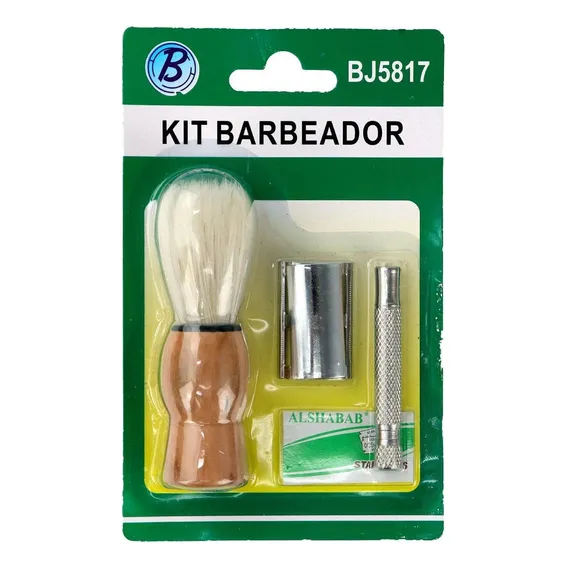 Kit Para Barbear Aparelho De Metal Pincel E Lâmina Foto 1