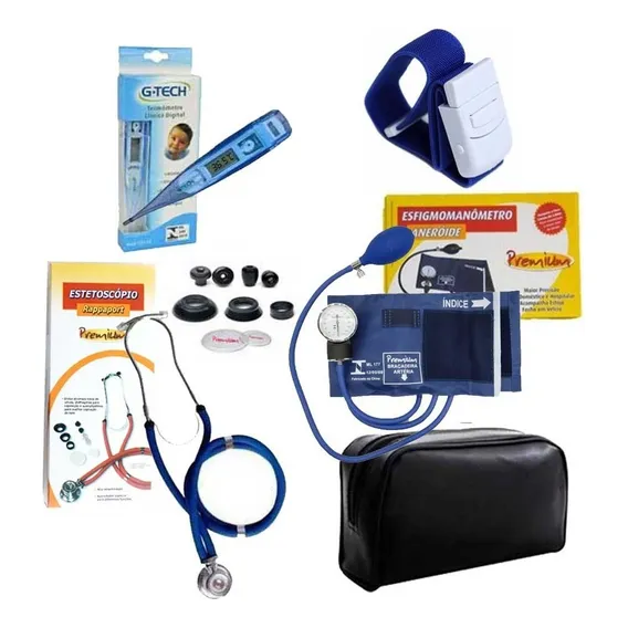 Kit Para Enfermagem Com Aparelho De Pressão Premium Cor Azul Foto 1