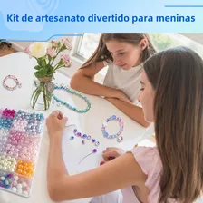Kit Para Fazer Pulseiras Joias Kit Miçangas Vidro Coloridas Infantil 2 Caixas Com 48 Compartimentos Foto mini 4