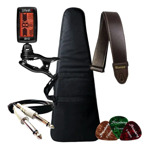 Kit Para Guitarra Capa Luxo Cabo Afinador Correia Foto 1