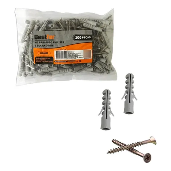 Kit Parafuso Ch Phs 3,5 X 35mm + Bucha 6mm 100 Bestfer Foto 1