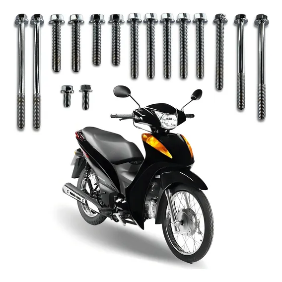 Kit Parafuso Tampa Motor Cromado 16 Pcs C100 Biz 2013 E/d Gm Foto 1