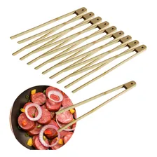 Kit Pegador De Fritura Bambu 30cm 10 Unidade Pinça Bambu Kit Cor Pegador Pinça Bambu Foto mini 1