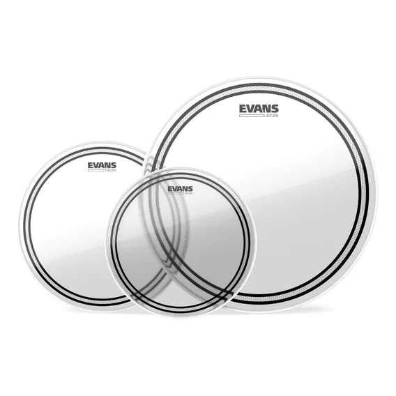Kit Pele Tom 10 12 16 Evans EC2S Clear Duplo Filme Hidraulica Foto 1