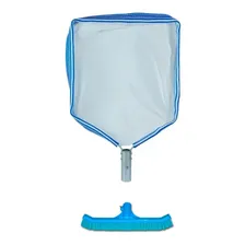 Kit Peneira Metálica E Escova Curva Para Limpeza Piscinas Foto mini 1