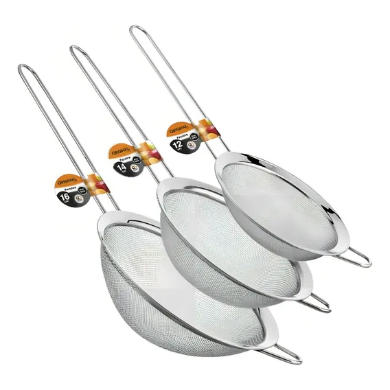 Kit Peneiras Em Aço Inox 12, 14 E 16cm - Origina Line Foto 1