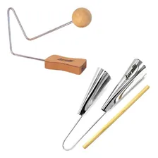 Kit Percussionista Com Queixada E Agogo Cromado Foto  mini 1