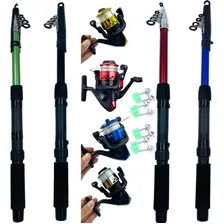 Kit Pesca 4 Molinete Vogue C  Linha 4 Vara Telescópica 2.10m Foto  mini 1