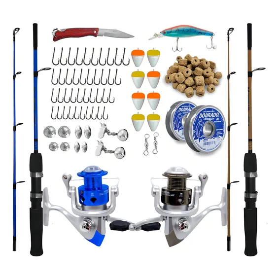 Kit Pesca Completo Molinete 3 Rolamento Com Vara Acessórios Foto 1