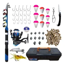 Kit Pesca Completo Vara Telescópica + Molinete Ul + Iscas Foto  mini 1